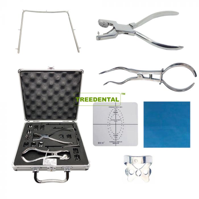 CE Approved Stainless Steel Medical Dental Instruments,Rubber Dam Clamp  Kit，Piler/Punch/Clamp/Stent/Locating plate/Cloth
